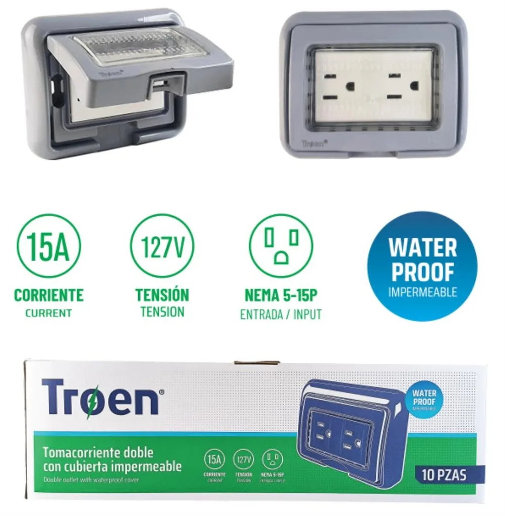 TOMA CTE DOBLE PE 110/250V 15A 2P+ NEGRO