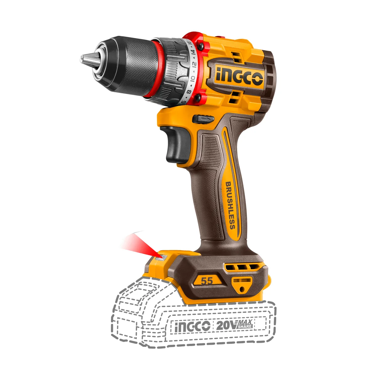 TALADRO INALAMBRICO COMPACT 1/2"20V 55NM